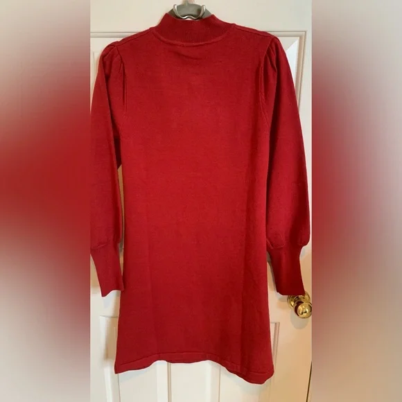 Boston Proper red holiday sweater dress. Size M. Like new. - Picture 4 of 7